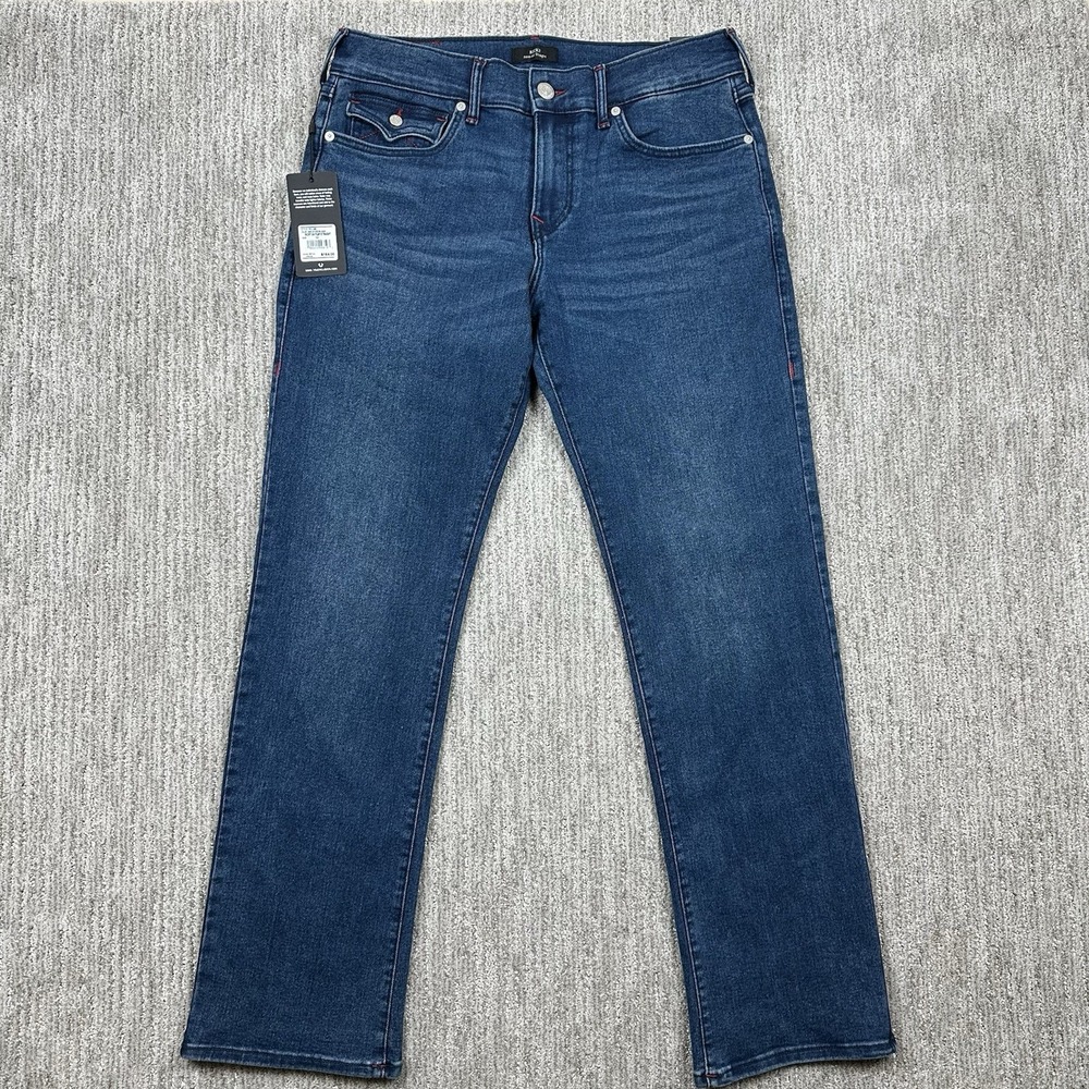 True Religion Ricky SN Flap Straight Jeans Men's 32x32 Dark Shivering Wash NWT